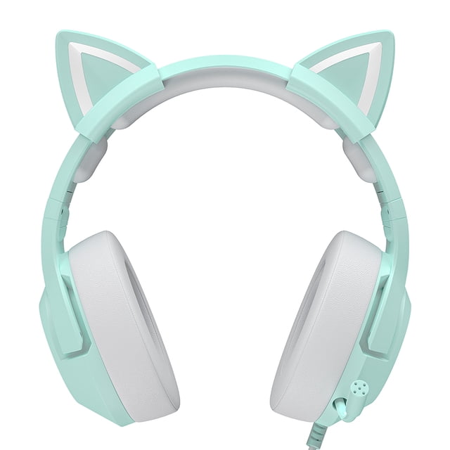 Audífonos ONIKUMA K9 tipo oreja de gato con micrófono de luz RGB para juegos (verde 3,55 mm)
