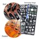 thumbnail image 5 of Placa de estampado para decoración de uñas, de acero inoxidable, con forma de esponja, con forma de calabaza y murciélagos, para plantillas de estampado de uñas, para bricolaje, para Navidad, 4, 5 of 5