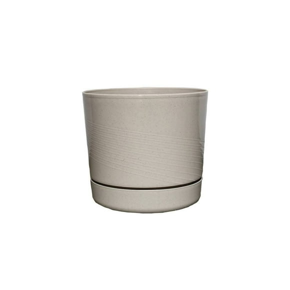 Maceta Con Plato Escurridor Duraware Elipse 8.5 Pulgadas Terminado Fibroso Marfil