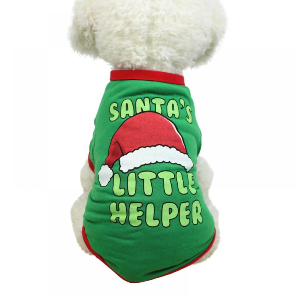 Dog Christmas Elf Shirt Jumper Outfit with Felt collar Small Medium or Large large