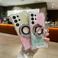 thumbnail image 6 of Glitter Gradient Color Case for Samsung Galaxy A55, with Ring Holder Kickstand Magnetic Cover Compatible with Magsafe Shockproof Anti-Scratch TPU Bumper Phone Case for Girls Women, Pink+Green, 6 of 7