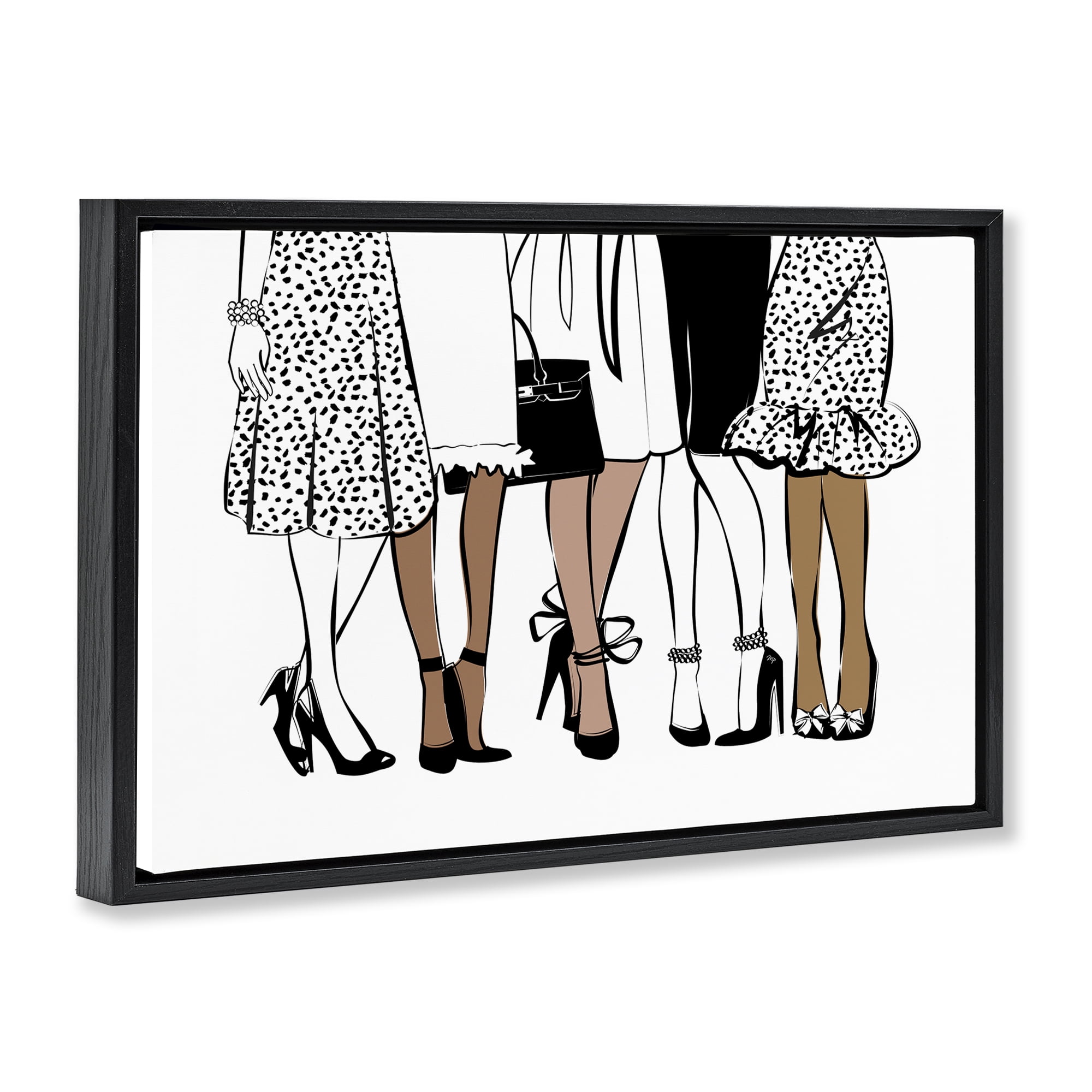 Stupell Industries Trendy Fashion Girlfriends People Painting Black Floater Framed Canvas Art Print Wall Art, 31 x 21