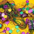 thumbnail image 5 of 200pcs Mardi Gras Coins & 24pcs Necklaces - Gold/Green/Purple Party Decorations for Parades & Masquerade Favors, 5 of 6