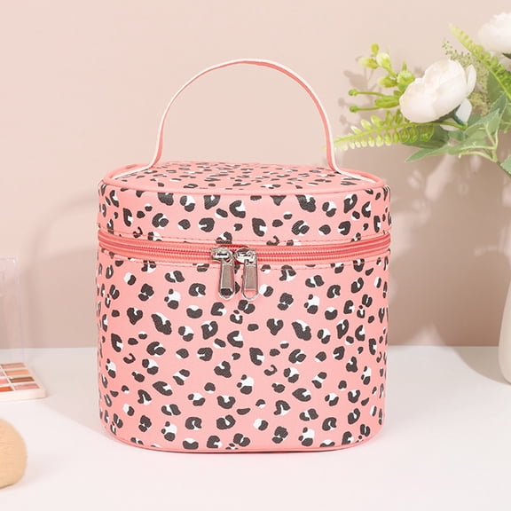 Travel Makeup Bag For Women Large Capacity Travel Makeup Bag Portable Cosmetic Bag Imitation Leather Osmetic Bag Large Opening Design Makeup Organizer Bag Quilted Makeup Bag