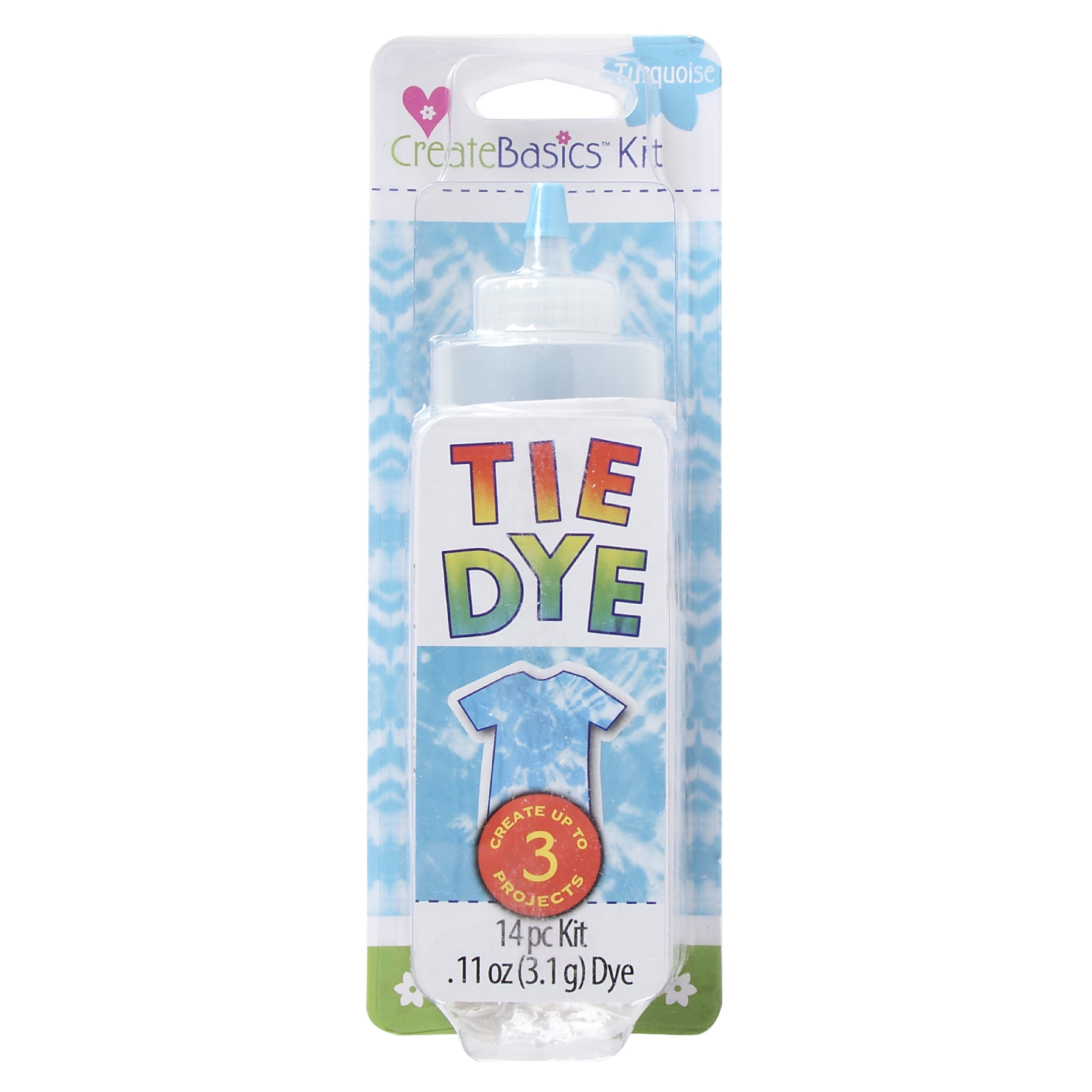 (3 pack) Create Basics 1 Color Tie Dye Kit, Turquoise, Makes 4 fl oz