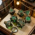 thumbnail image 7 of 7 Pieces D&D Dice Set Leaf Metal Hollow Polyhedral Dice for Role Playing Games and Other Tabletop Games,Dungeons & Dragons Board Games, 7 of 7