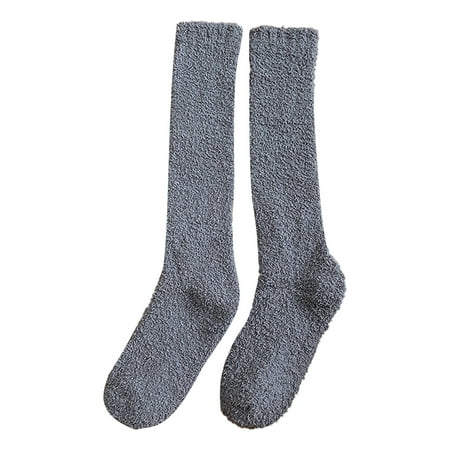 

Cotonie Winter Women Coral Fleece Socks Middle Tube Sleeping Home Solid Calf Socks