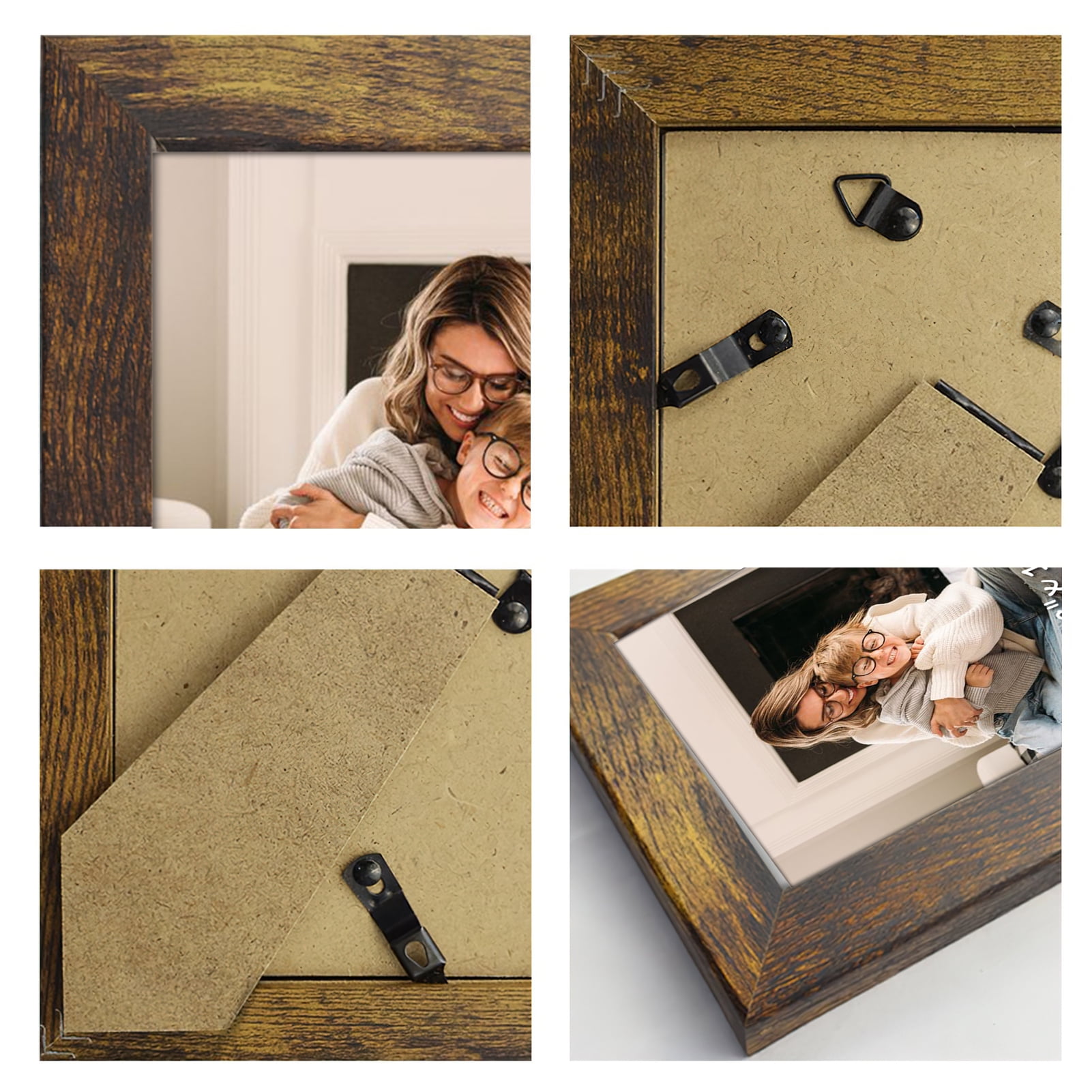 7 Pack 8x10 Picture Frames Set, Brown 8 by 10 Photo Frame for Wall Hanging and Desktop Display