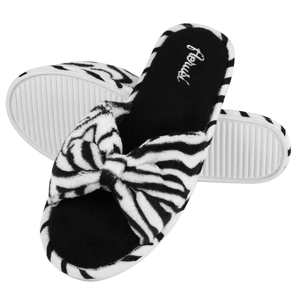 Soft Comfy Woven Leopard Pattern Non-Slip Indoor Cozy Pom Knit Relaxing Slippers