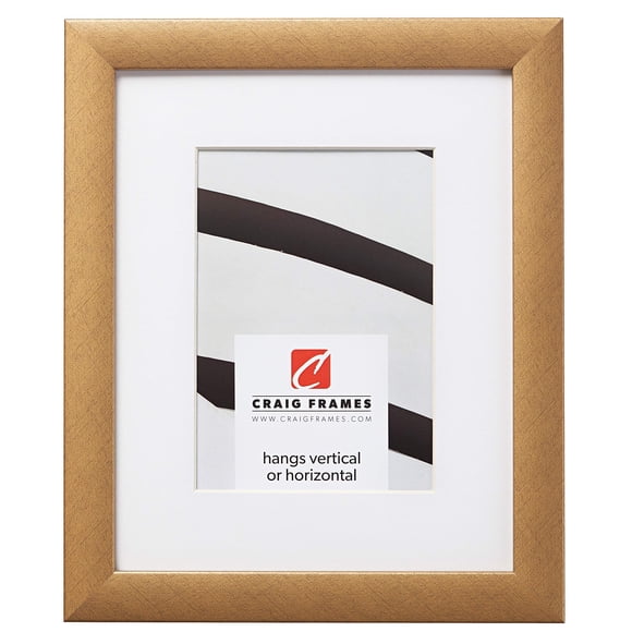 Craig Frames 23247006 11 x 14 Inch Distressed Gold Picture Frame Matted to Display an 8 x 10 Inch Photo
