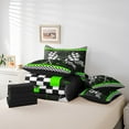 thumbnail image 4 of Erosebridal Racing Car Flag Bed in a Bag Full size, Green Bed Set, 3D Rectangle Decor, Reversible 7pcs, 4 of 5