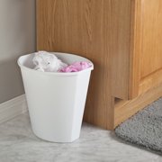 Sterilite Small Bathroom Trash Can, 2.5 Gallon Plastic Garbage Bucket Bin with No Lid, White