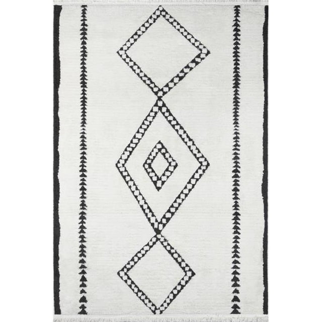 Momeni MONACMOA-7IVY5372 5 ft. 3 in. x 7 ft. 2 in. Monaco Machine Made Contemporary Rectangle Area Rug, Ivory