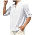 thumbnail image 5 of ZZHZGZ 4Th of July Oversized Men Men's Fashion Solid Color V Neck Long Sleeved Shirt Loose Casual and Linen Men's Shirt Fourth of July Men Graphic Tees Xxl, 5 of 8