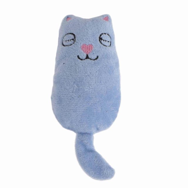 Pet Cat Cute Tail Soft Plush Toy Bite Resistant Mint Interactive Toys (Blue)