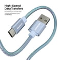 thumbnail image 5 of Powertek USB-A to USB-C (Type-C) Metallic Shine Pastel Charging Cable, 6 ft, Blue, 5 of 7
