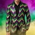 thumbnail image 4 of Ceisia Mardi Gras Sequin Blazer Chevron Pattern Men's Regular Fit Party Jacket Long Sleeve Sparkly Multicolor S Gift, 4 of 5