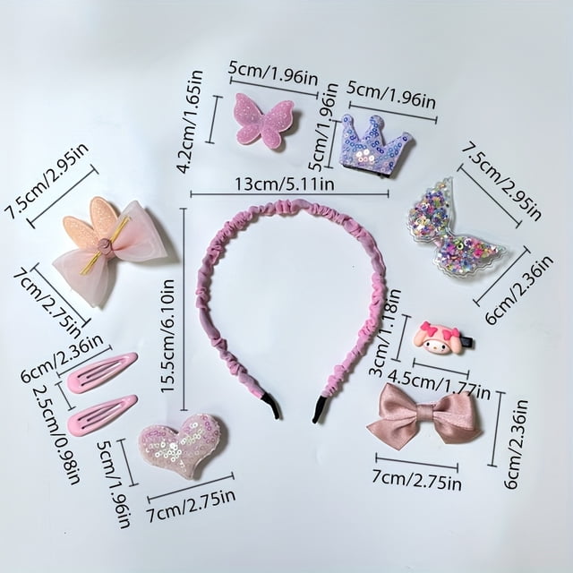 QJUHUNG Princess Hair Accessory Set for Various Occasions - 10-11 Piece Hair Decor Gift Box Durable & Colorful Hair Clips Hair Bands Hair Ties Bows - Easy to Wear Non-fade Versatile