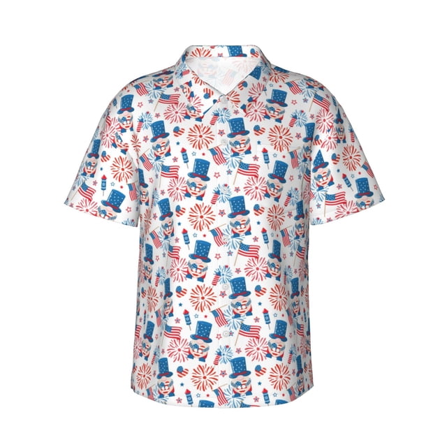 Fotbe American Gnomes Camisa Hawaiana para Hombre Unisex – Camisa Casual de Verano con Botones de Manga Corta de Algodón y Lino,3X-Large