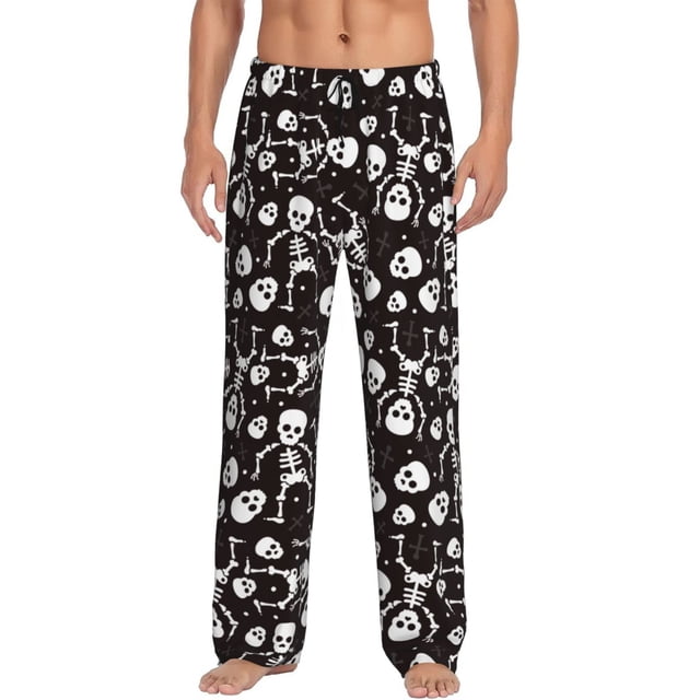 Balery Skeleton Pantalones de pijama para hombre, pijama ultraligero, pantalón de descanso-X-Large
