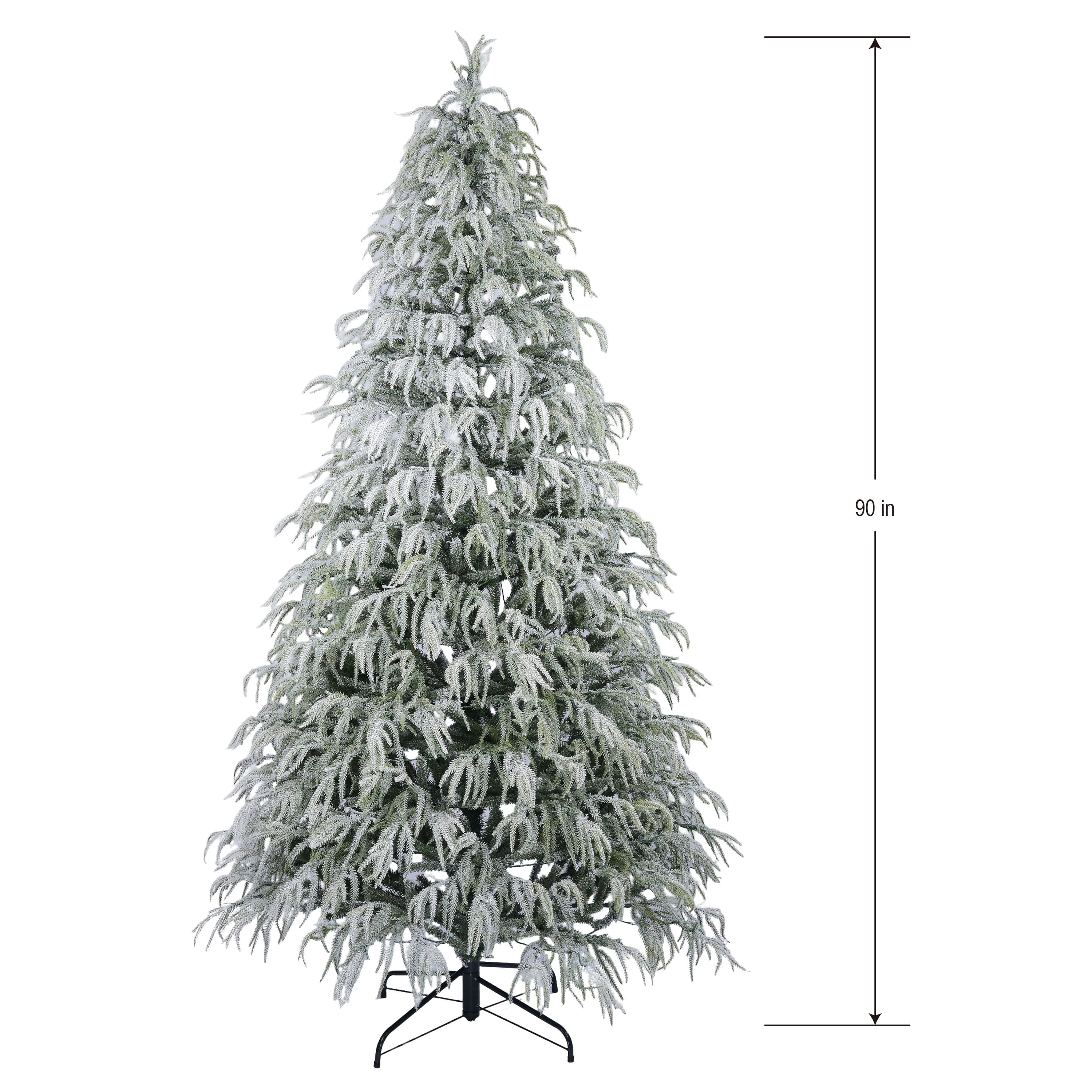 7.5' Pre-Lit Snow-Flocked Preston Green Artificial Christmas Tree with 350 Warm White LED Lights and Stand, by Holiday Time