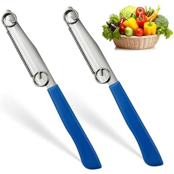 Quick Slicing Knife, 2025 New 3 in 1 Multifunctional Fruit Peeling Knife with Removable Spring, Kitchen Household Sharp Stainless Steel Fruit and Vegetable Fruit Slicing Knife (2pcs)