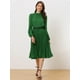thumbnail image 3 of Vestido Camisero de Trabajo para Mujer Allegra K Midi Plisado de Manga Larga Verde L, 3 of 6