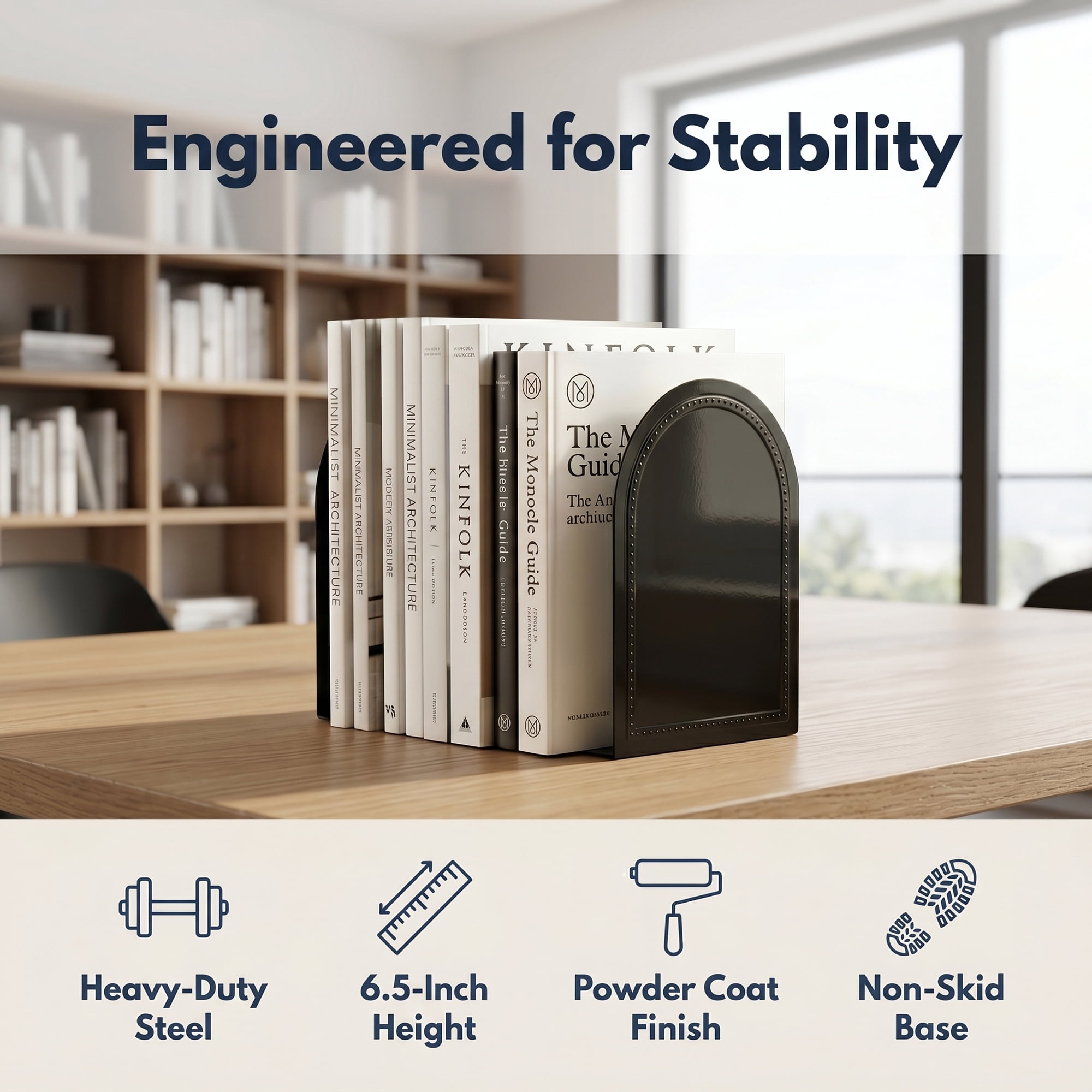 Unique Bargains 2Pcs Decorative Metal Modern Hollow-out Bookends Black 5*3.1*6.5inch