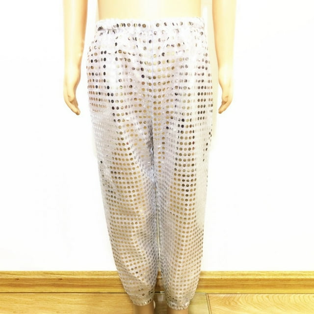 Girls Sparkly Loose Fit Jazz Hop Street Dance Harem Trousers Performance Wear