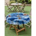 thumbnail image 3 of Outdoor Tablecloth with Umbrella Hole & Zipper, Blue Coastal Round Tablecloth 60 Inch, Modern Abstract Beach Waves Ocean Patio Table Cover Waterproof Table Cloth for Picnic/Party, 3 of 7