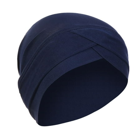 

Dadaria Turbans for Women Head Wraps Women Solid Hat Ruffle Cancer Chemo Beanie Turban Wrap Scarf Cap Navy Women