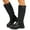 Black, variant on Women's Knee High Boots Wide Calf Square Toe Motorcycle Booties Fashion Chunky Low Heel Biker Riding Boots