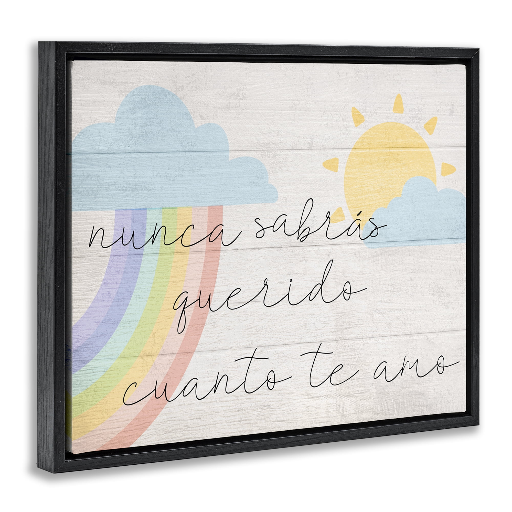 Stupell Industries Querido Cuanto te Amo Inspirational Quotes & Sayings Painting Black Floater Framed Art Print Wall Art, 21 x 17