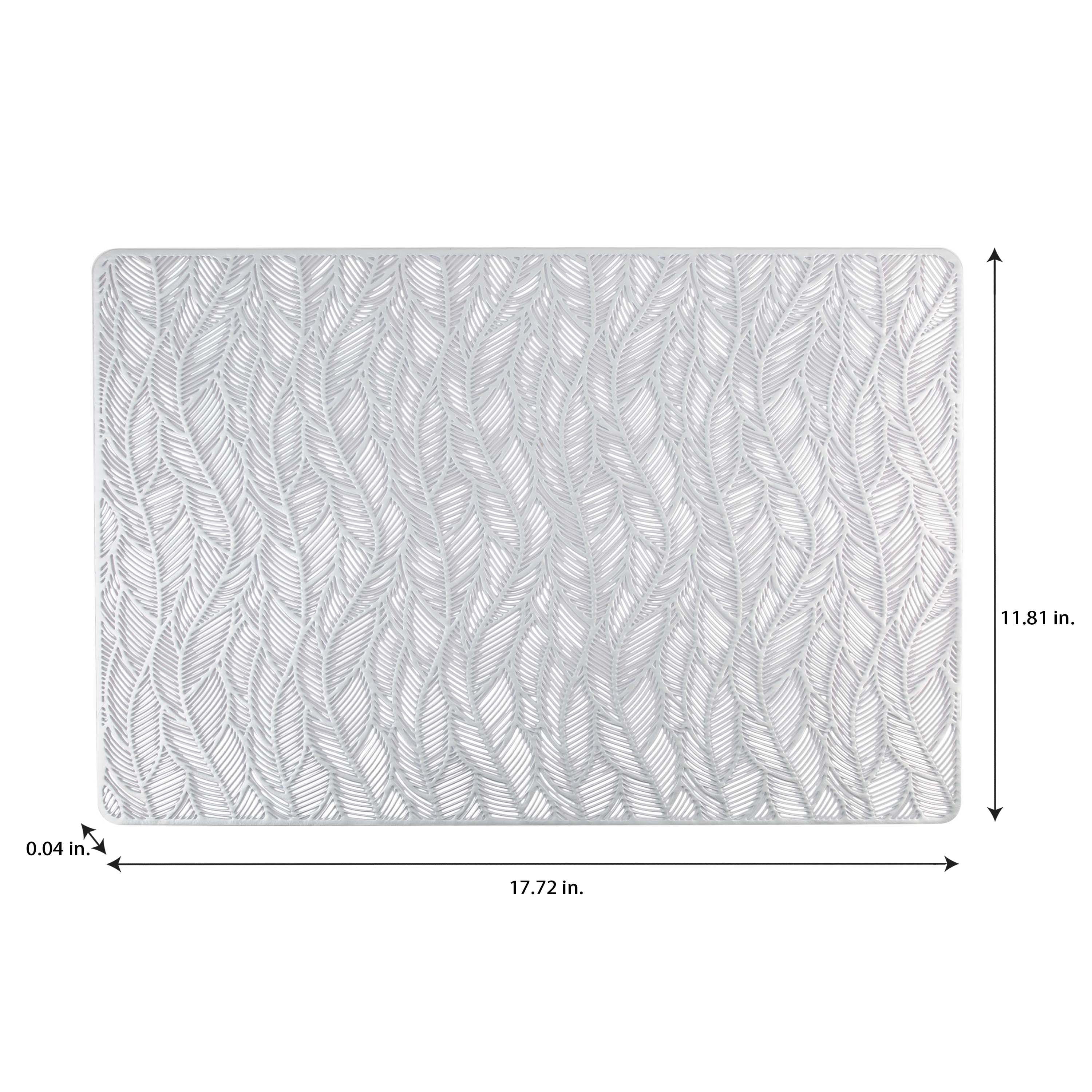 Home Details Set of Four Vine Laser Cut Table Place Mat, Silver