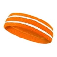 thumbnail image 6 of Couver Unisex Long Wide Terry Cloth Basketball Headband Two Stripe Design 3 Pack, Orange/2 Lines White, 6 of 8