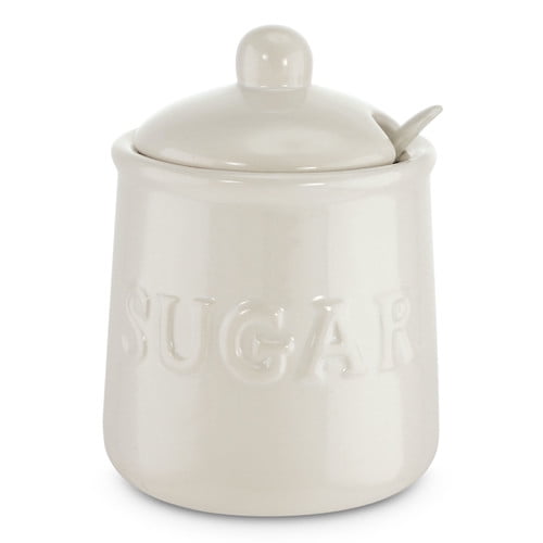 Details about   450 ml Ceramic Sugar Jar with Lid,Wooden Spoon,Lemons Print