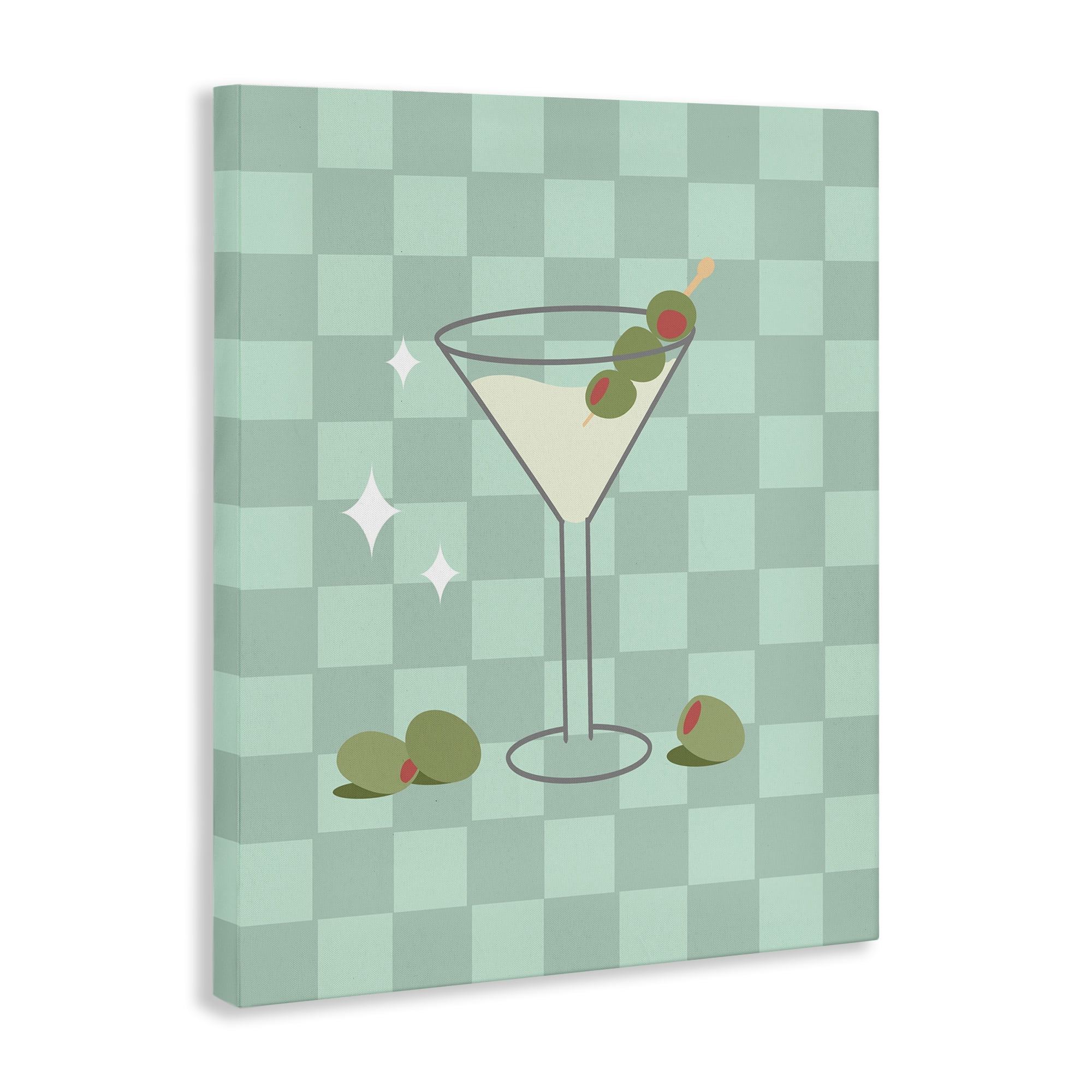 Stupell Industries Checkered Dirty Martini Food & Beverage Painting Wrapped Canvas Art Print Wall Art, 30 x 40
