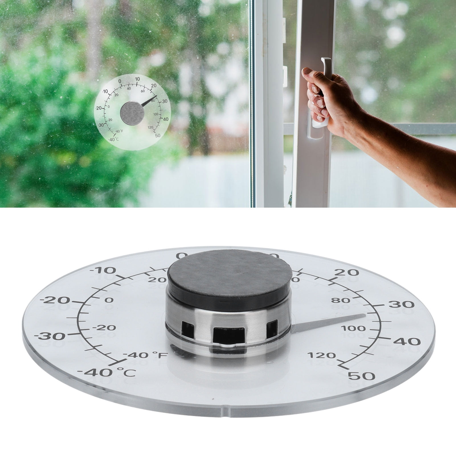 Temperature Meter, Transparent Window  Pointer Type Battery Free -40-50 degrees Celsius  Range  for Farm for Home