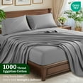 thumbnail image 6 of SONORO KATE 100% Cotton Bed Sheets Set, 1000 Thread Count 4 Piece Luxury Soft Sheets Set with 16" Deep Pocket, California King, Gray, 6 of 11
