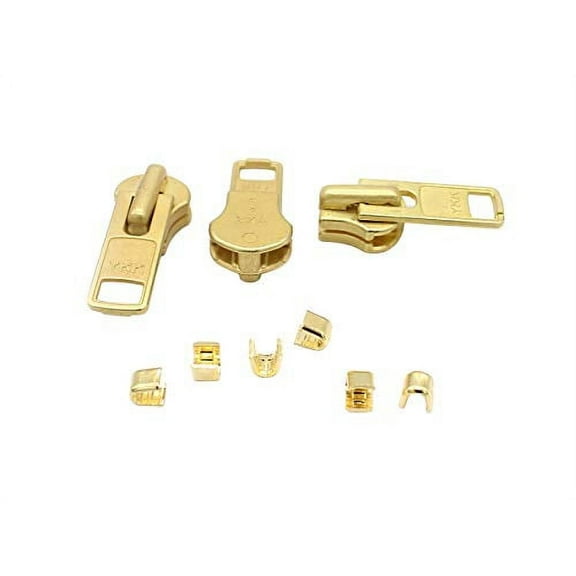 YKK Zipper Repair Kit Solution YKK #10 Extra Heavy Weight Pull Sliders Metal 3pcs (YKK #10 Brass Slider)