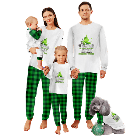 

FUNIER Matching Family Christmas Pajamas Sets Cartoon Monster Green Black Buffalo Print Sizes for Adult-Kids-Baby-Pet 2-Piece Top and Pants Bodysuits Sleepwear Pajamas Set