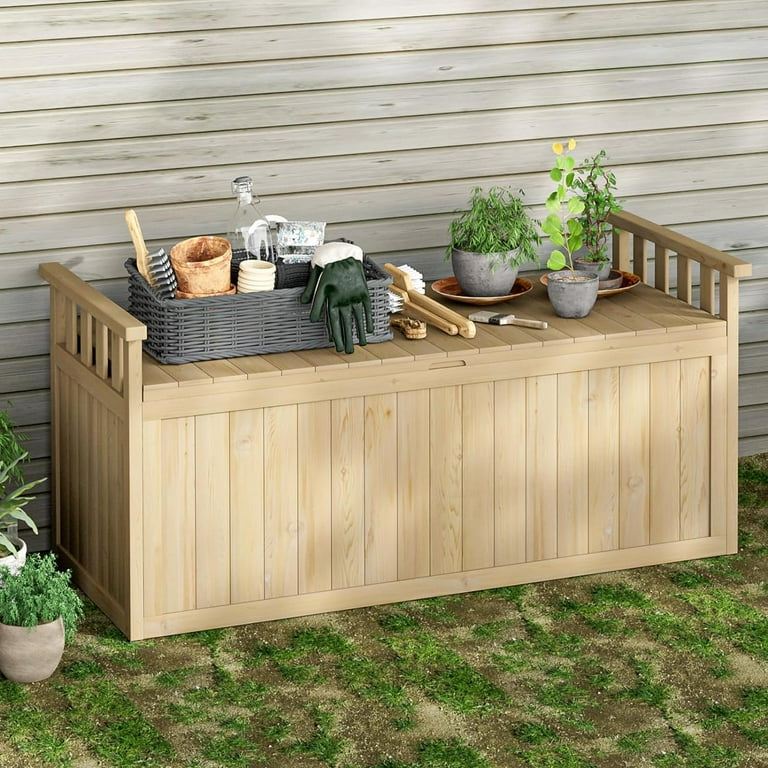 Oarlike Outdoor Storage 55 Gallon Wooden Deck Boxes Natural Wood