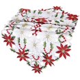 thumbnail image 2 of Camino de mesa navideño, mantelería bordada con hojas de acebo y flor de Pascua para decoración navideña, 15 x 53 pulgadas., 2 of 5