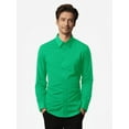 thumbnail image 2 of Wyobmus Mens Dress Shirt 4-Way Stretch Long Sleeve Collared Casual Solid Business Wedding Button Down Formal Shirt A-Green, 2 of 3