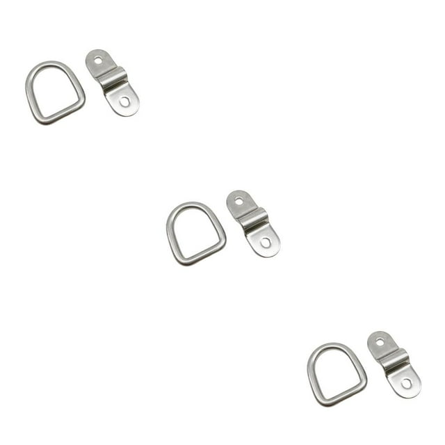 QualitChoice D Ring Tie Downs Heavy Duty Corrosion Resistance Lashing Rings Easy Installation Cargo Hook Trucks Vehicles Garages Silver 3Set