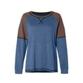 thumbnail image 4 of Lenpel Women's Tunic Tops Casual Crew Neck Side Split Color Block Long Sleeve T Shirts Loose Trendy Blouses, 4 of 7