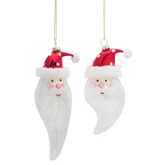 Santa Head Ornament (Set of 6) 6.25"H, 7"H Glass