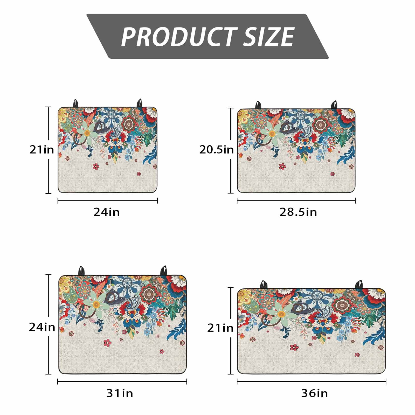 Boho Flowers Stove Top Cover for Electric Stove, Heat-proof & Non Slip Glass Top Stove Cover Protector, Abstract Ethnic Vintage Bohemian Floral Kitchen Flat Cooktop Rubber Mat 24x21 Inches