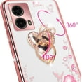 thumbnail image 3 of nancheng Phone Case for Motorola Moto G 5G (2024) / Moto G Play 5G 2024 Cute Soft TPU Cover for Girls Women with Heart Kickstand Lanyard Shockproof Protective - Rose Butterfly, 3 of 7