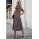 thumbnail image 4 of Vestido PRETTYGARDEN Café Floral Boho Midi con Mangas Abullonadas Talla L, 4 of 8